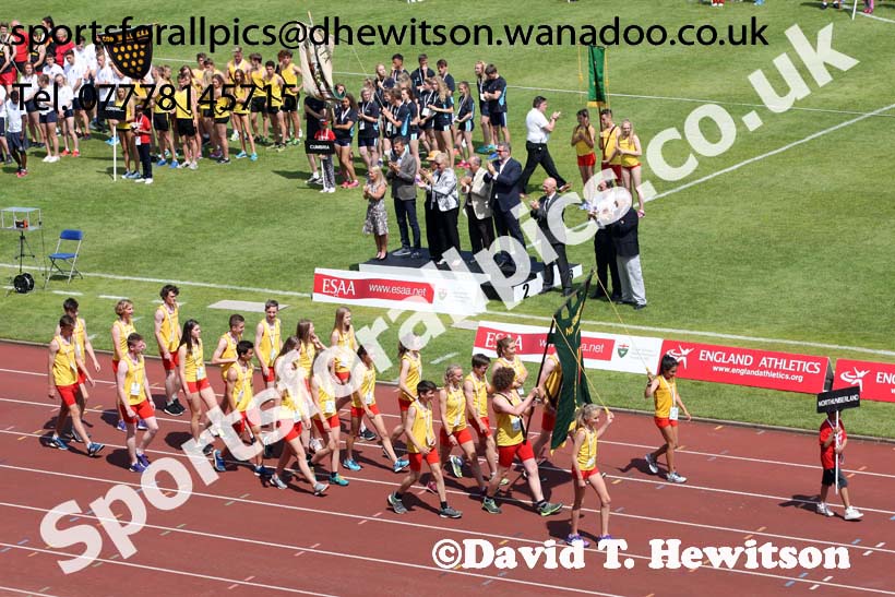 Opening ceremony, 2015 English Schools Track and Field Champs., Gateshead Stadium. Photo: David T. Hewitson/Sports for All Pics